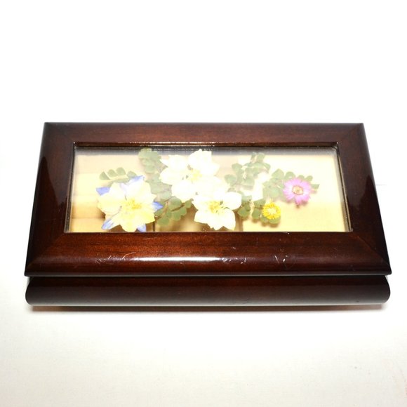 Vintage Gloss Finish Wooden Music Box Jewelry Storage Ladies Dresser Vanity - Picture 2 of 13